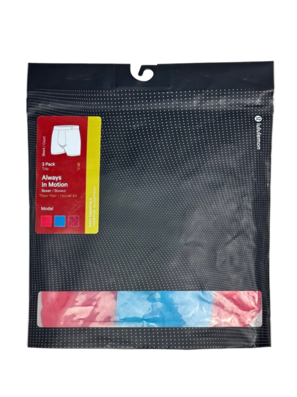 NWT Lululemon Always In Motion Boxer 5" 3-Pack *New Year Dark Red / Blue S